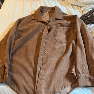 Brown button up corduroy style top
